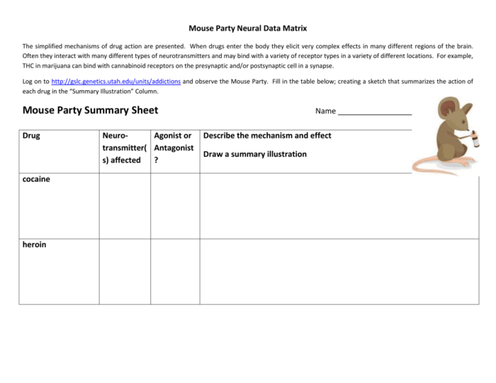 Mouse party worksheet answer key